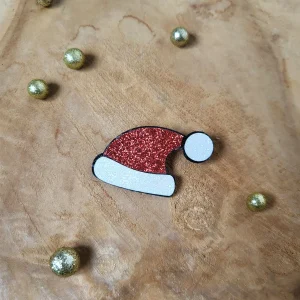 Broche bonnet / chapeau de Père Noël à paillettes girly pour femme ou fille