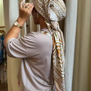 Grand carré de soie Bella  beige