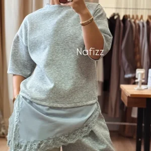 T-shirt Yoa dentelle gris