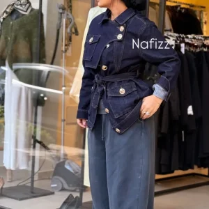 Veste en jean bleu brut