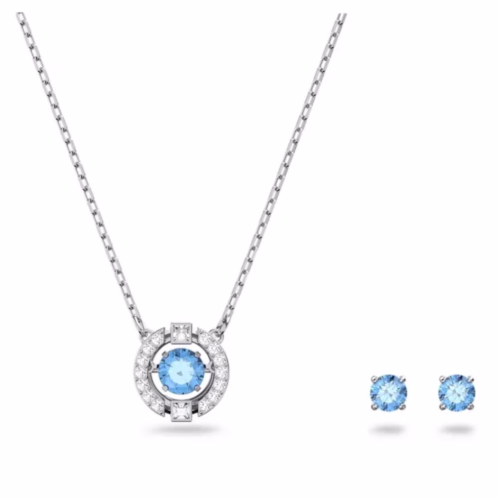 Parure Swarovski Una, pierres blanches et bleu, métal blanc – Image 2