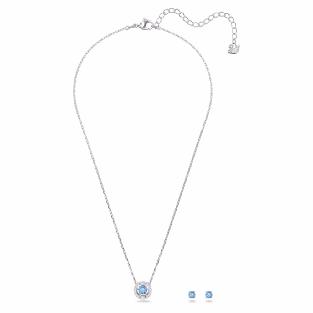 Parure Swarovski Una, pierres blanches et bleu, métal blanc – Image 6