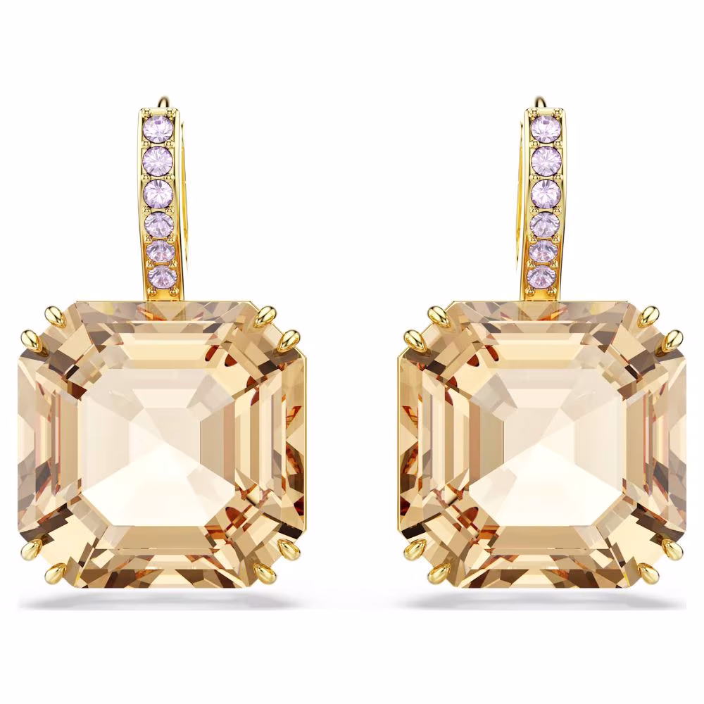 Pendants d’oreilles Swarovski Millenia taille variée, dorées, caramel