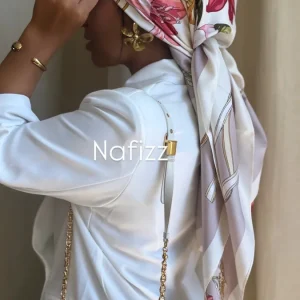 Grand carré de soie Prune Rose