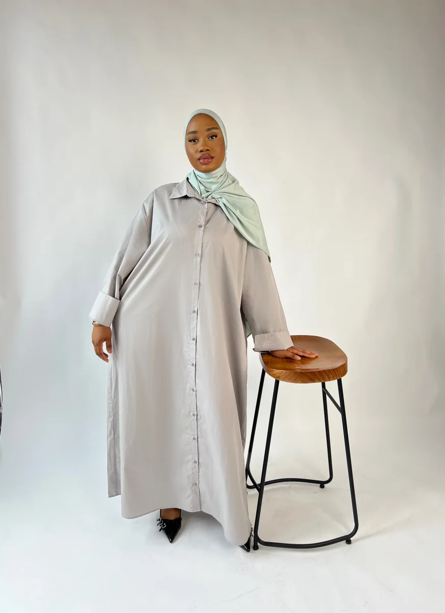 Robe Minimal cotton gris – Image 2