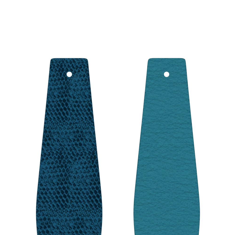 Cuir Evasé Ecailles Bleutées & Bleu Georgettes Manchettes 30mm