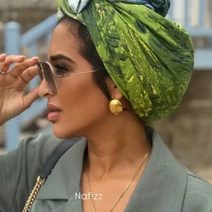 Grand carré de soie Oya vert