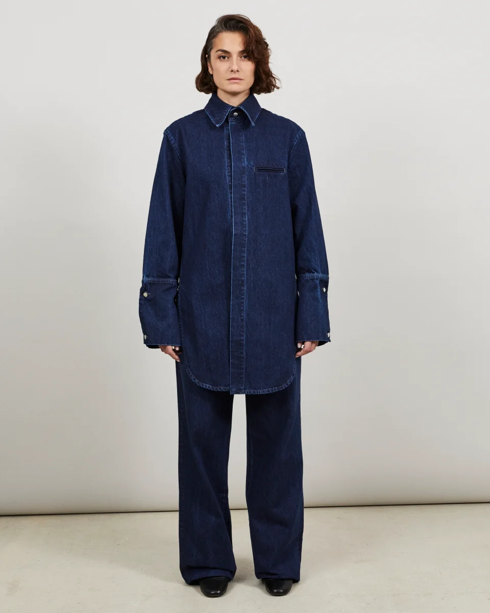 CINTA - Chemise longue en denim indigo – Image 4