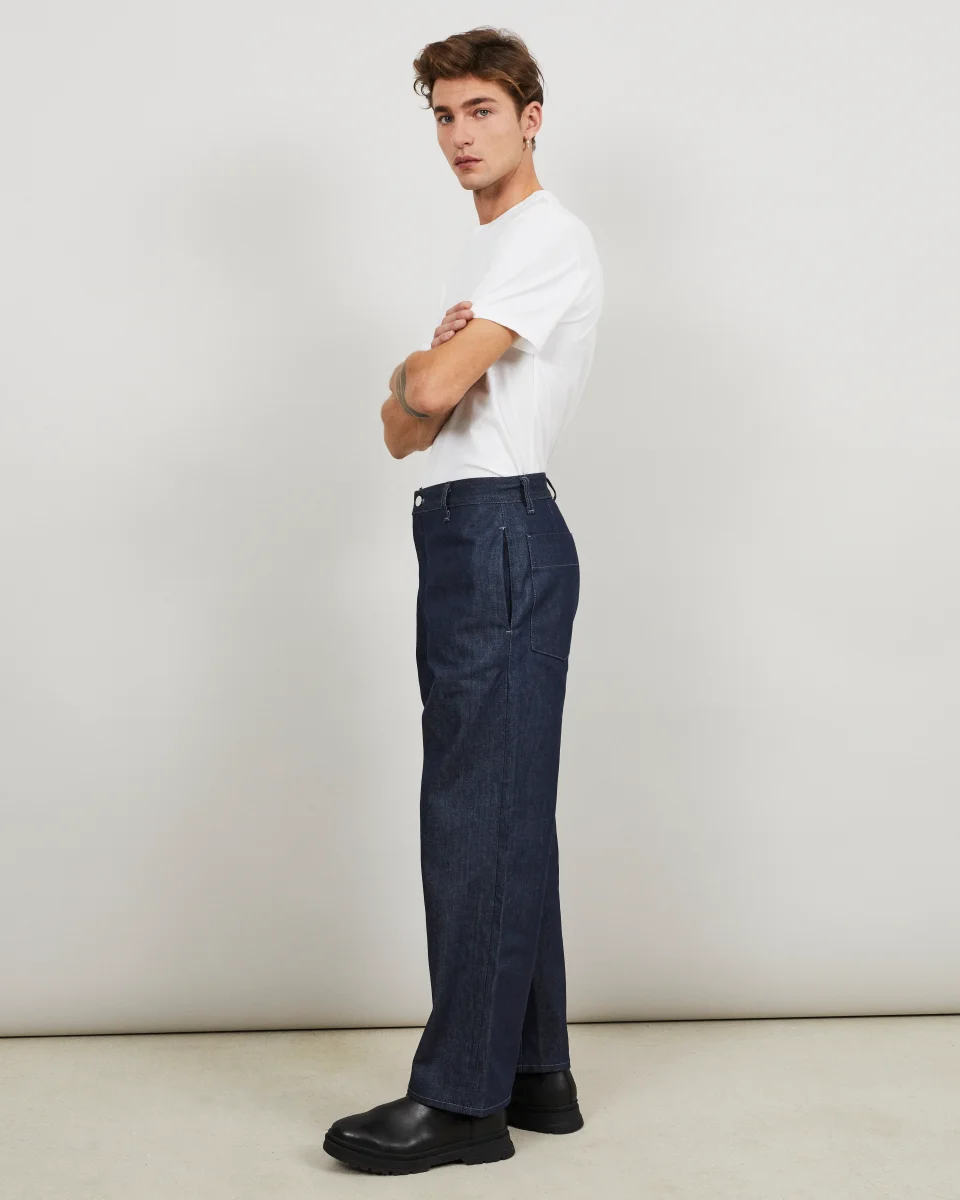 AMPIO - Pantalon ample en denim indigo – Image 5