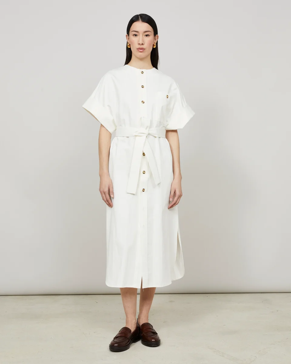 MOORI - Caftan ceinturé en coton-lin – Image 4