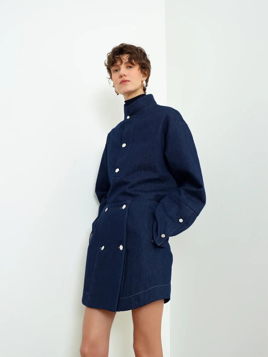 SAYA - Mini-jupe en denim indigo – Image 4