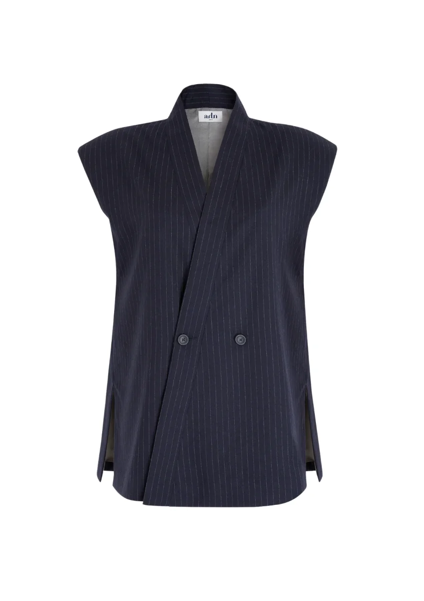 WESTE - Gilet kimono en flanelle rayée – Image 2