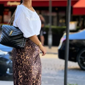 Jupe Léopard foncé taille haute