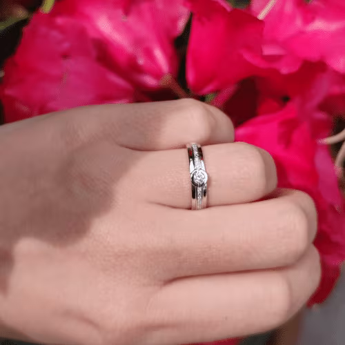 Bague diamant Célia or blanc et diamant demi clos – Image 3