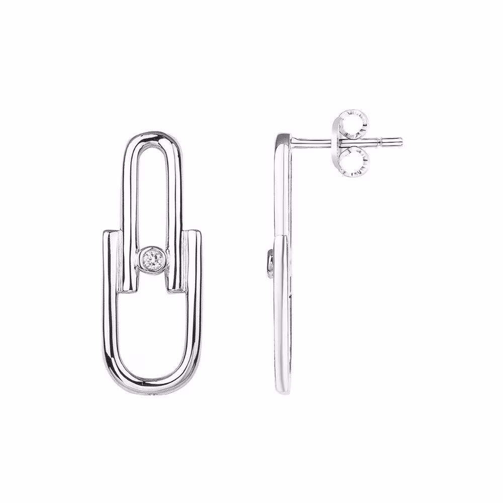 Boucles d&rsquo;Oreilles Evidence La Garçonne Diamant, argent