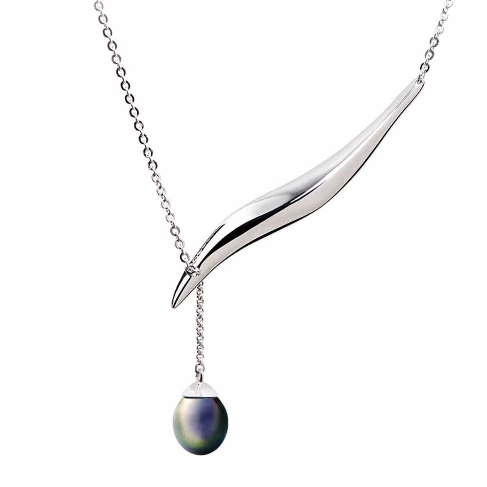 Collier Iza-B Canopée, argent & perle de tahiti