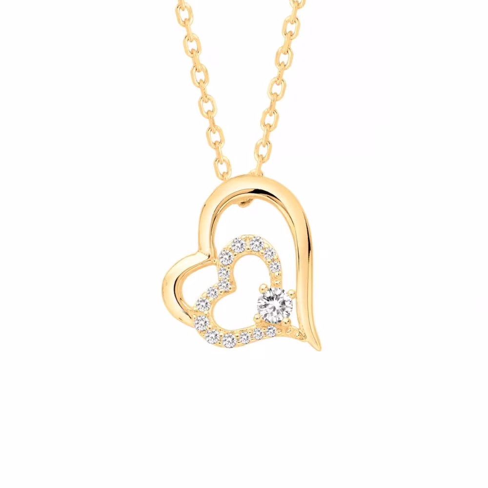 Collier Cœurs Plaqué Or et Oxydes