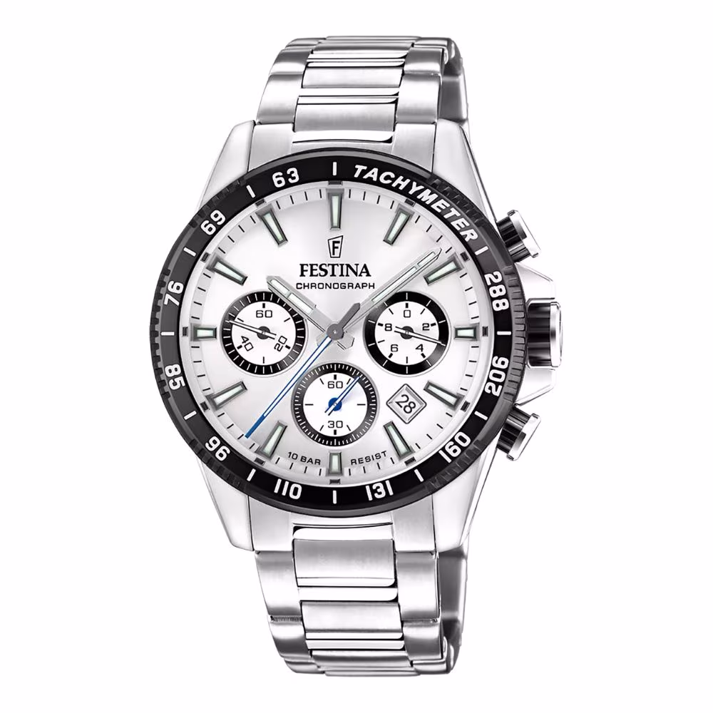 Montre Festina Timeless Chronograph homme, cadran gris, acier – Image 2