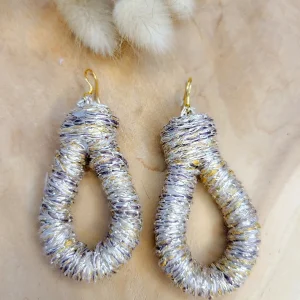 Boucles d'oreille corde de coton coloré doré bijou fantaisie cadeau tendance macramé fait main