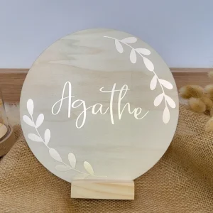 Plaque Personnalisée en Bois Rond - Décoration Murale enseigne pour Chambre d'Enfant