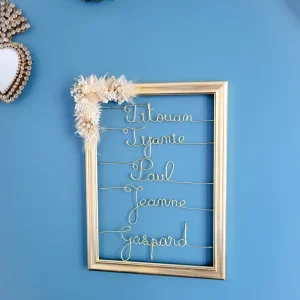 Cadre personnalisé doré fleurs séchées