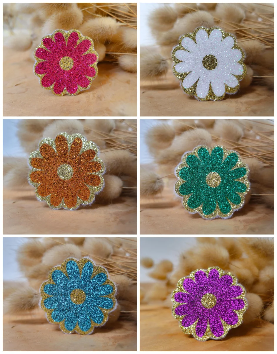Broche Marguerite à Paillettes Fait-Main - Accessoire Tendance pour Mariage, EVJF, Témoin, Demoiselle d'Honneur et Plus - 24 Couleurs Disponibles – Image 6