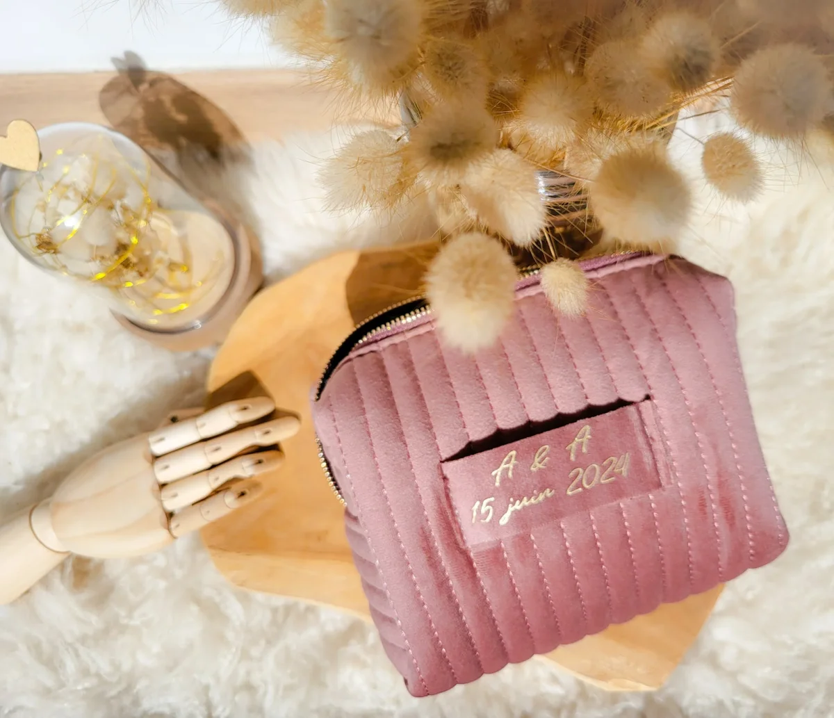 Trousse maquillage velours cadeau personnalisé demoiselle d'honneur mariage Cadeau d'anniversaire femme marraine maman anniversaire EVJF