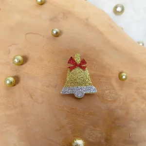 Broche cloche de Noël à paillettes