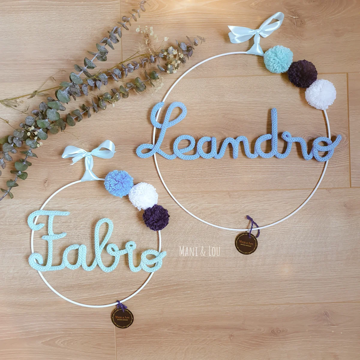 Couronne prénom 3 pompons personnalisée – Image 9