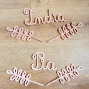 Prénom ou mot et feuilles en tricotin