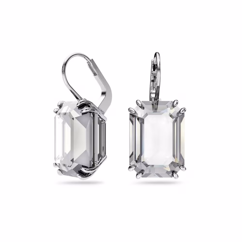 Boucles d&rsquo;oreilles Millenia Octogonales blanches, métal blanc