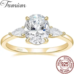 Trumium 3CT 925 Sterling Silver Engagement Rings 3-Stone Cubic Zirconia CZ Wedding Promise Rings Wedding Bands for Women