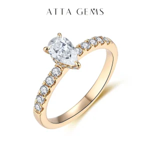 Attagems New 1ct Moissanite 10k 14k Yellow Gold Pear Shape Engagement Ring Promise Wedding Rings For Women Trends Jewelry Gift