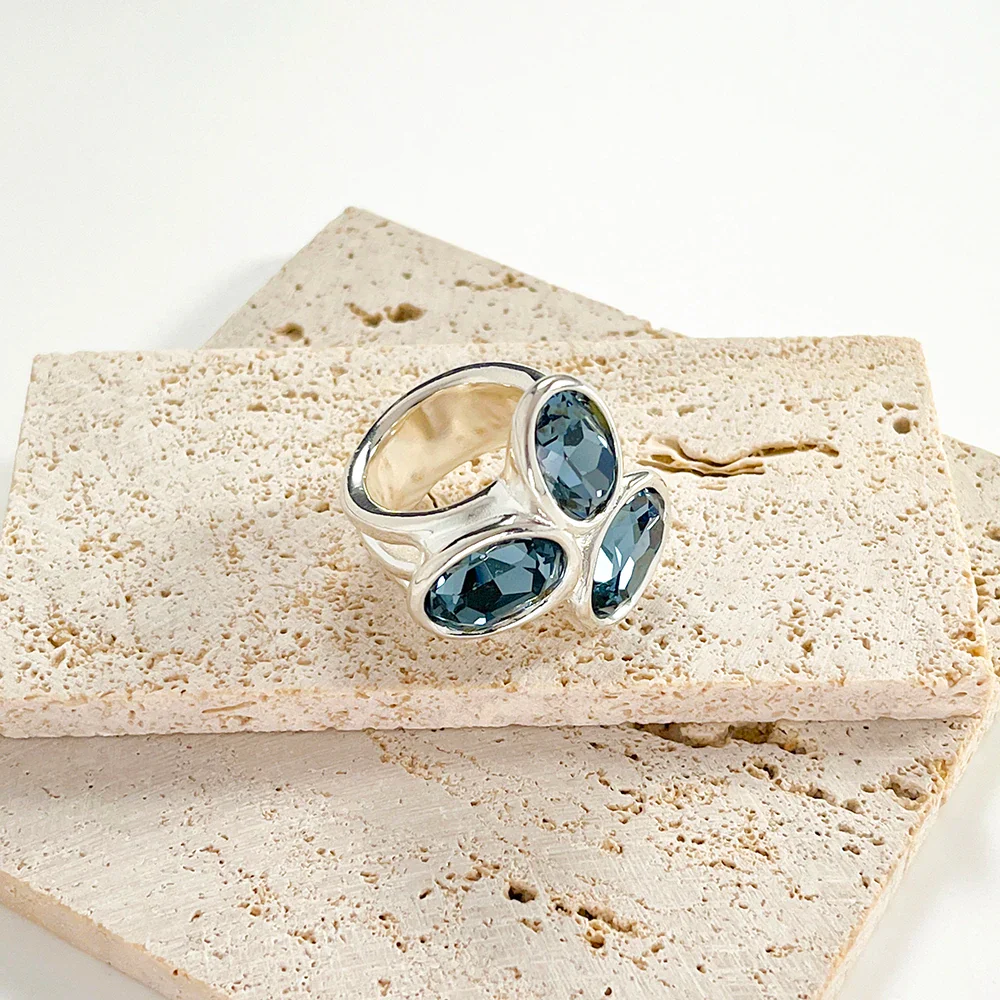 Spanish High Quality Exquisite Fashion 2023 Hot Sale UNO DE 50 Silver Color Large Sapphire Ring Jewelry Gift Free Delivery – Image 5