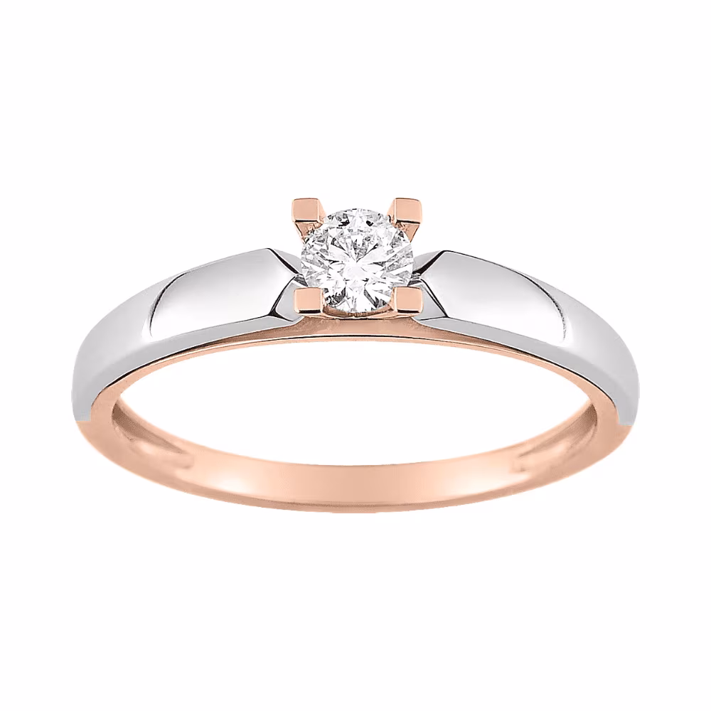 Solitaire diamant bicolore rose Adèle 0.20ct