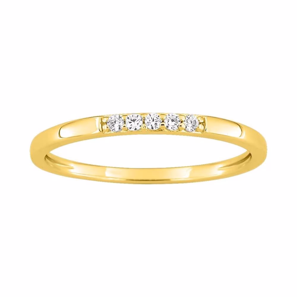 Alliance Fine Or Jaune et 5 Diamants