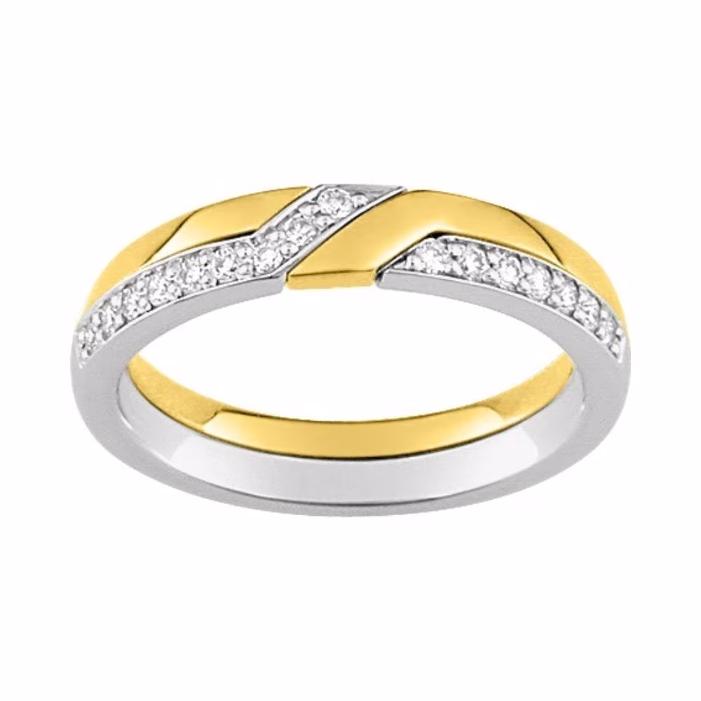 Alliance Croisée Bicolore Jaune et Diamants Manon – Image 2