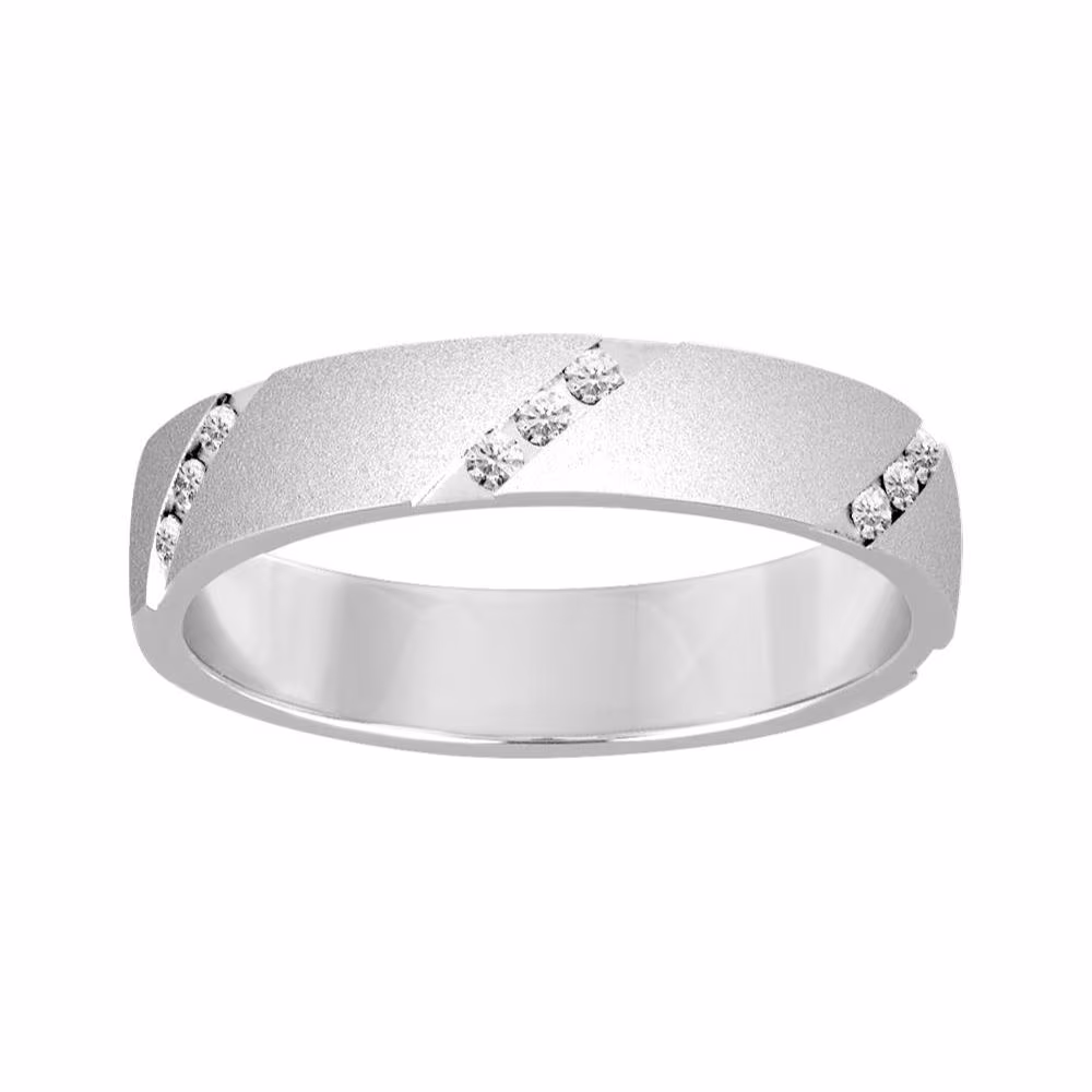 Alliance Or Blanc Brossé & Diamants