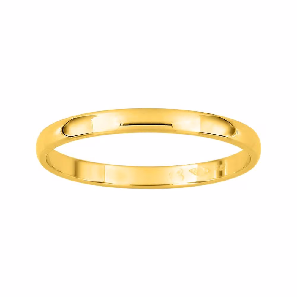 Alliance Ponce 2mm Demi Jonc Or Jaune