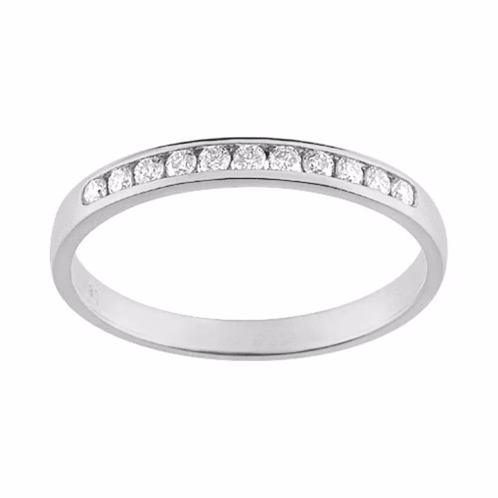 Alliance Or Blanc Demi Tour Diamant Serti Rail Fidji