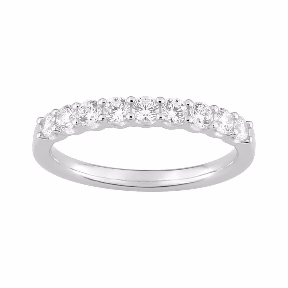 Alliance serti griffes demi tour diamants synthétiques 0.50ct