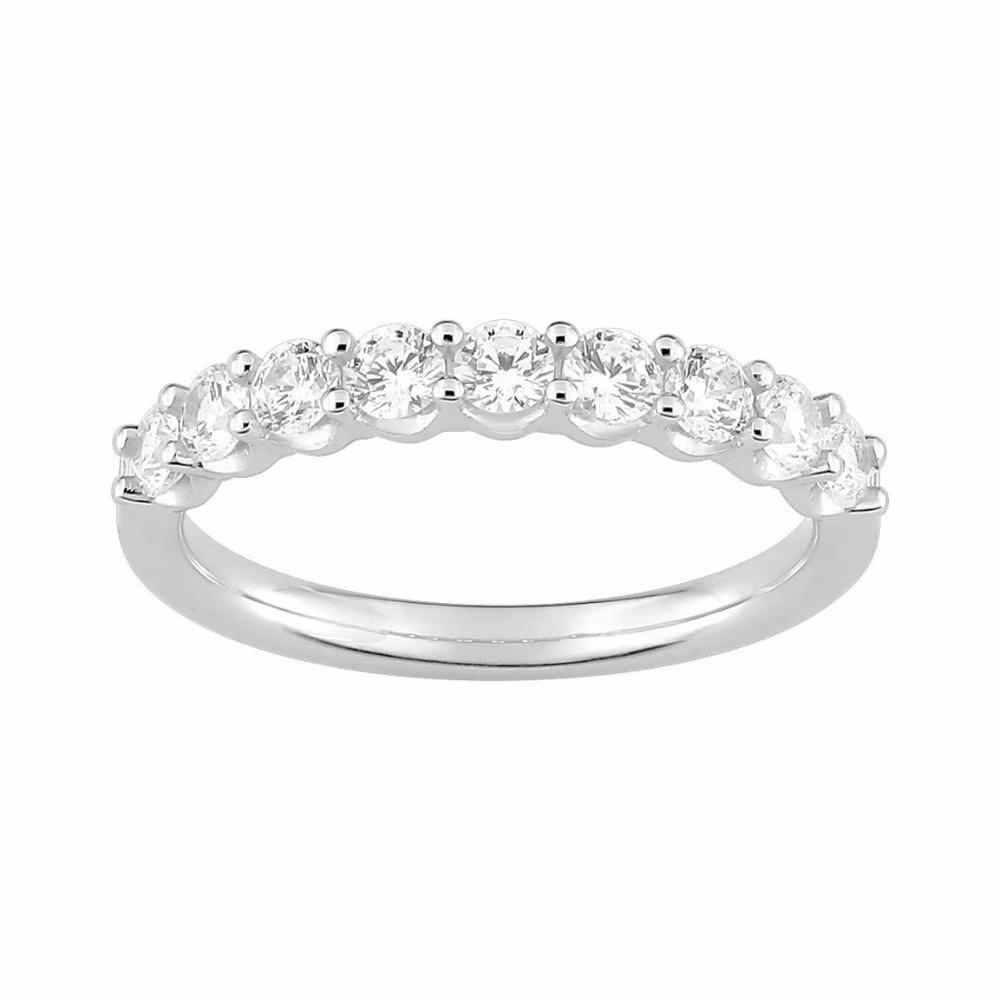 Alliance serti griffes demi tour diamants synthétiques 0.75ct