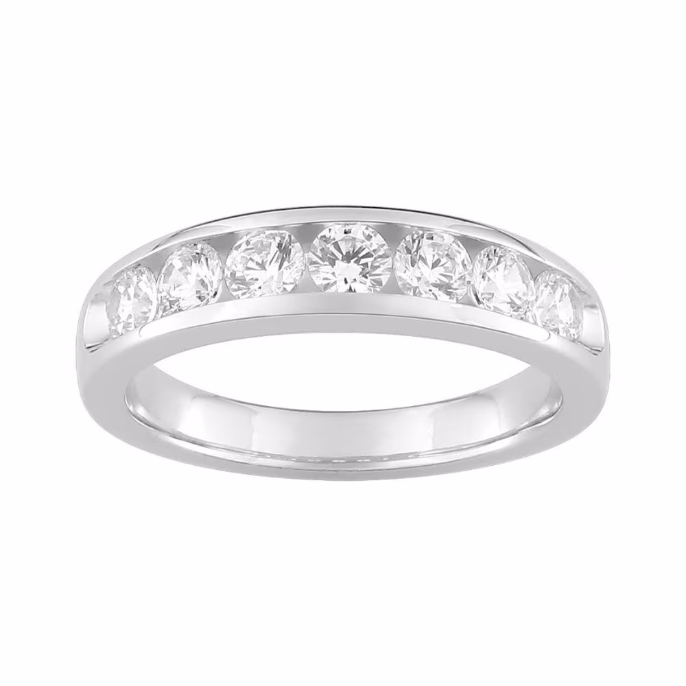 Alliance Demi Tour 1ct Diamants Synthétiques Serti Rail – Image 2