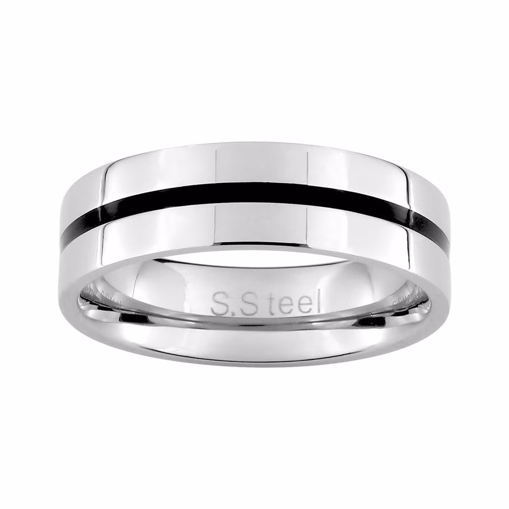 Bague Acier Brillant Rang Central Noir – Image 2