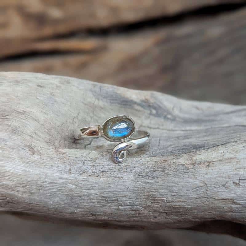 Bague ajustable labradorite argent – Image 5