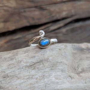 Bague ajustable labradorite argent