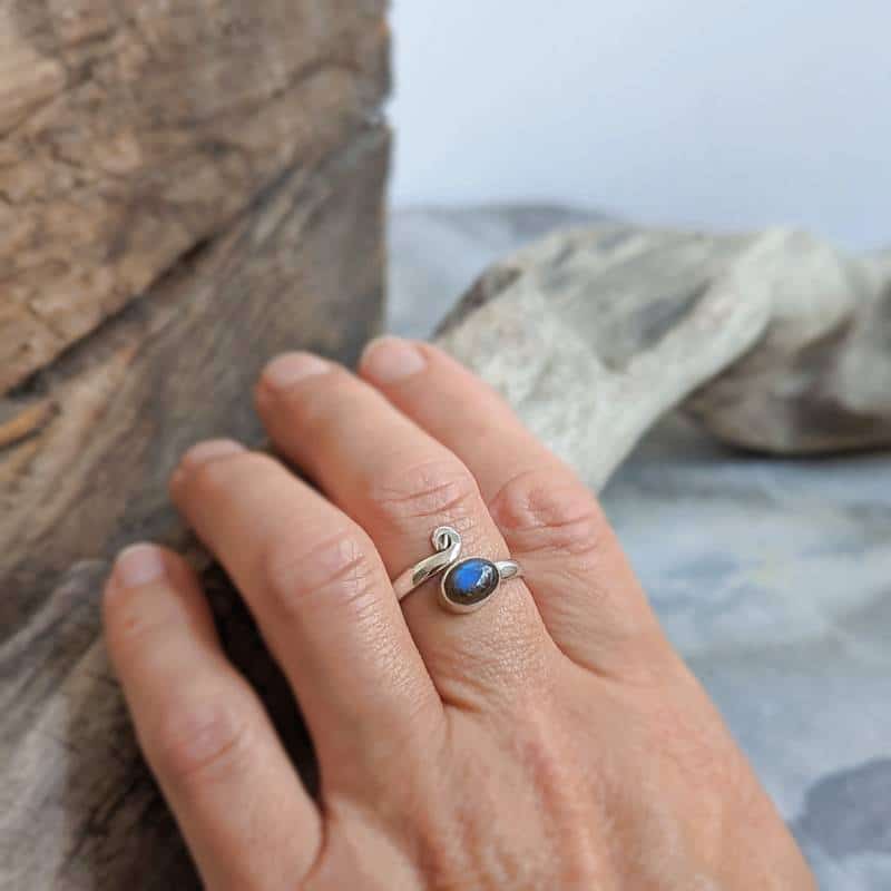 Bague ajustable labradorite argent – Image 3