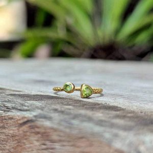 Bague ajustable péridot DUO