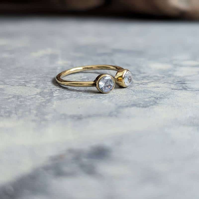 Bague ajustable pierre de lune DUO