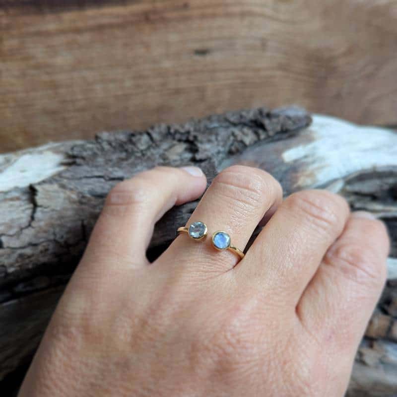 Bague ajustable pierre de lune DUO – Image 3